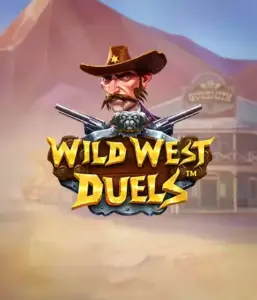  Step into the rugged world of "Wild West Duels" by Pragmatic Play, featuring a tough gunslinger ready for a showdown. The image displays a fierce cowboy with crossed pistols, set against a dusty Western town. His intense eyes and elaborate attire embody the spirit of the Old West. The game's title is boldly presented in a striking font, complementing the adventurous theme. 