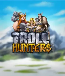 Enter the realm of "Troll Hunters," where valiant Viking warriors stand ready to take on their foes. The logo displays a pair of Vikings, male and female, equipped with weapons, set against a chilly mountainous backdrop. They emanate bravery and might, symbolizing the essence of the game's adventurous theme.