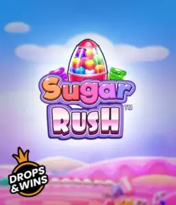 Enjoy the delightful world of Sugar Rush by Pragmatic Play, showcasing a vibrant candy dispenser on a whimsical candy landscape. This graphic portrays the playfulness of the game, enhanced with multicolored candies and engaging typography. Ideal for candy lovers, promising endless entertainment. 